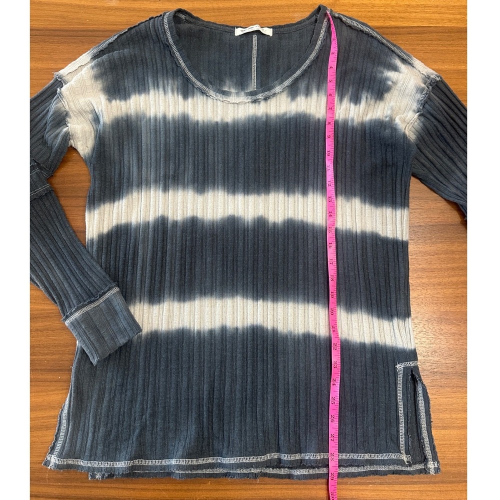 Free People We The Free Ribbed Knit Oversized Small Gray Tie Dye Long Sleeve Top - Picture 5 of 11